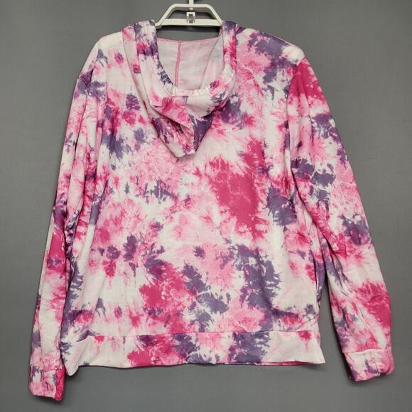Boobie Brooks Hoodie Top Womens 1X Tie Dye Pink Purple Drawstring New - Picture 10 of 11